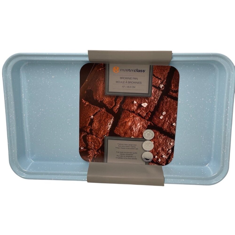 Master Class Non-Stick Blue Speckled Heavy Gauge Steel Brownie Pan 13" / 30.5 CM